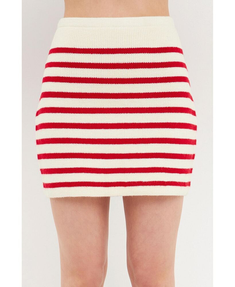 English Factory women's Knit Striped Mini Skirt