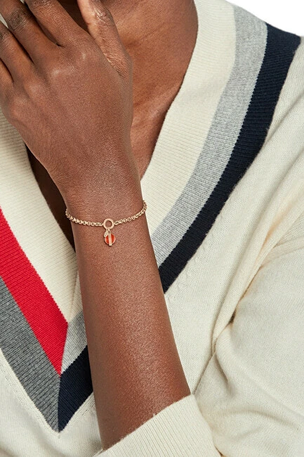 Módní bronzový řetízkový náramek s karneolem 2780766