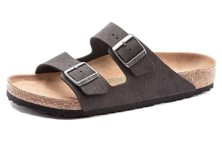 Birkenstock PVC化纤 柔软舒适厚底双扣 一字拖鞋 男款 黑色 常规版 / Сланцы Birkenstock PVC 1023042