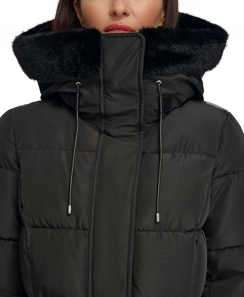 Dkny faux fur discount hooded anorak jacket