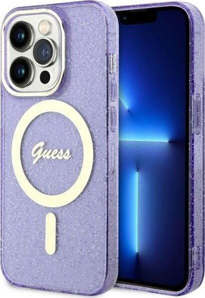 Guess Etui Guess GUHMP14LHCMCGU Apple iPhone 14 Pro purpurowy/purple hardcase Glitter Gold MagSafe