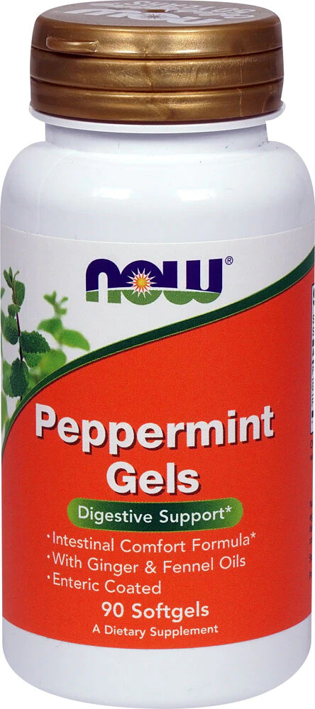NOW Peppermint Gel Перечная мята для поддержки пищеварения  90 капсул