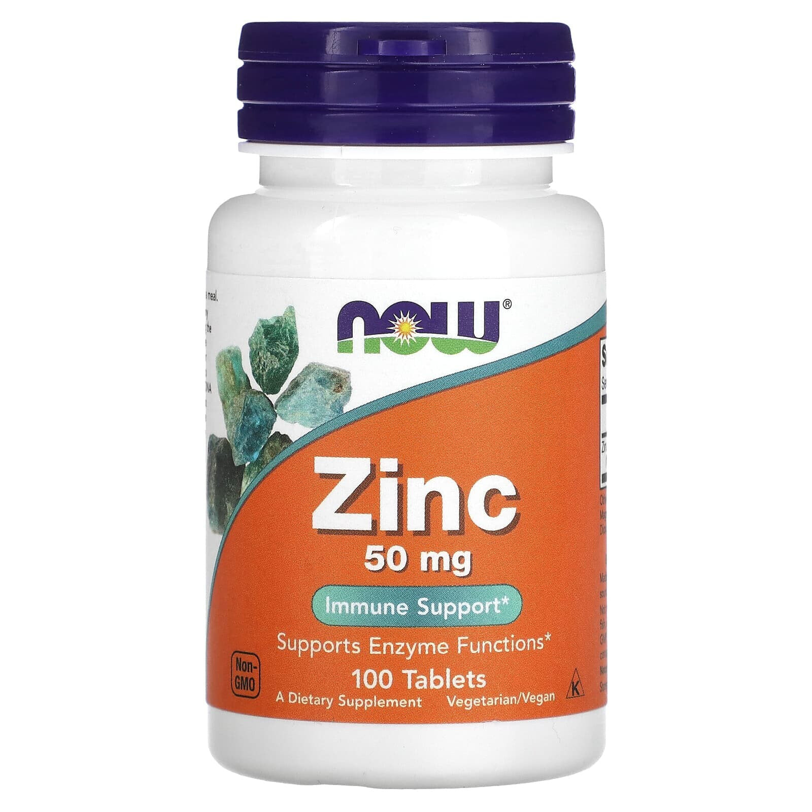 NOW Zinc Цинк для иммунной системы и поддержки выработку ферментов 50 мг 100 таблеток
