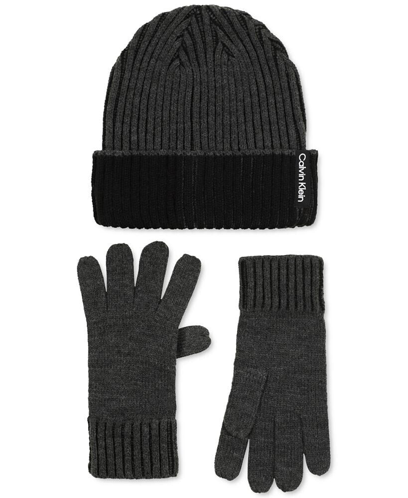 Men's Double-Wide Ribbed Fisherman's Hat & Gloves Set