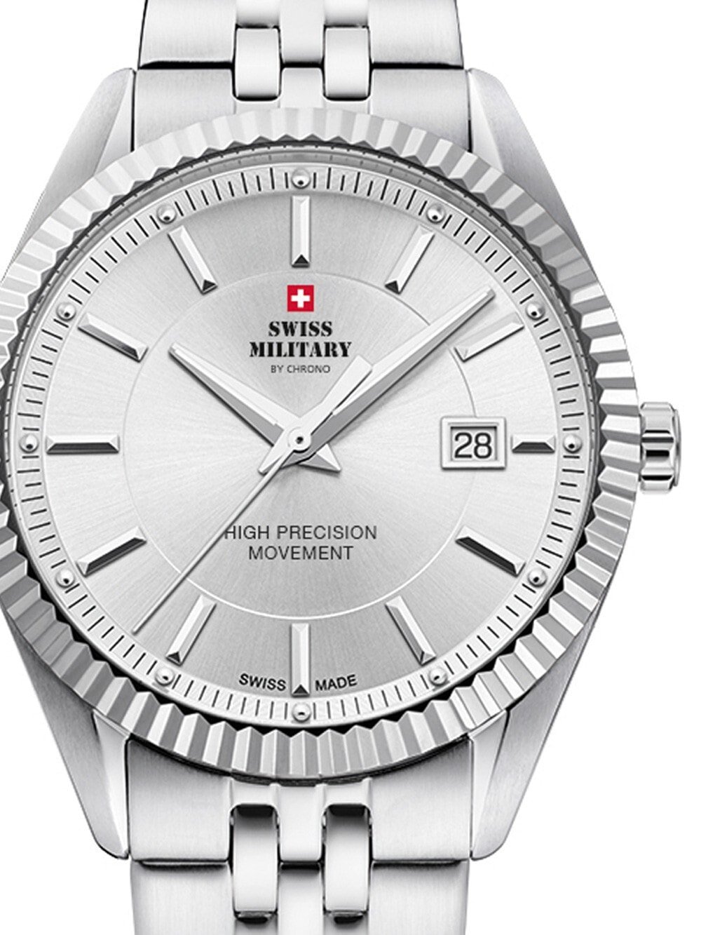 Мужские наручные часы с серебряным браслетом Swiss Military SM34065.02 Mens 40mm 5ATM