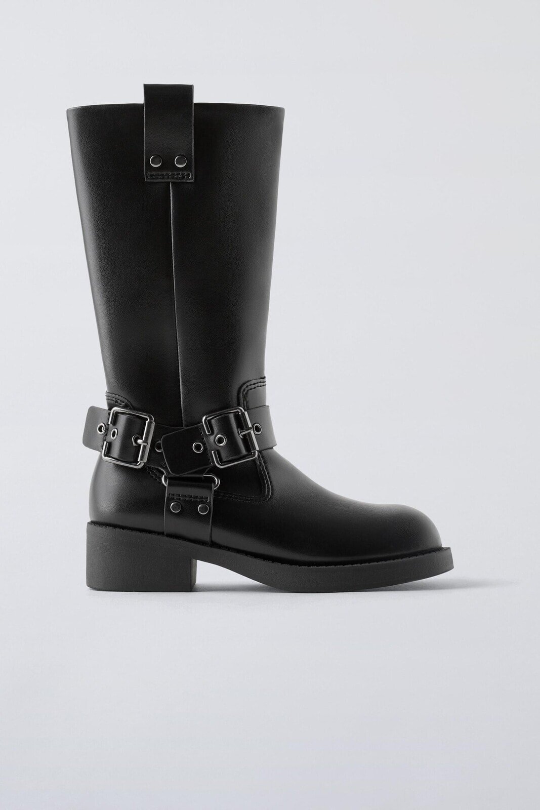 Buckle detail knee-high boots