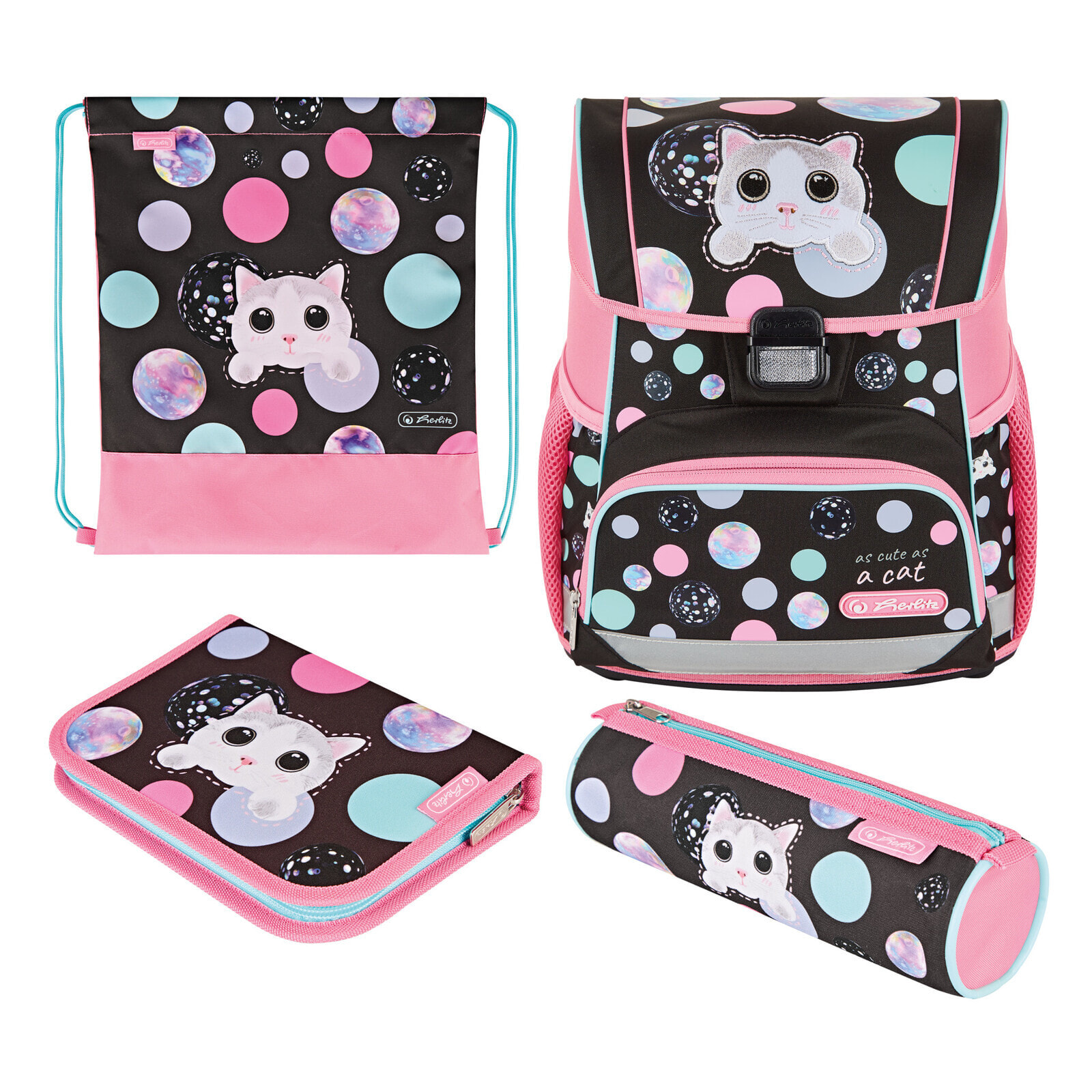 Loop Plus Cute Cat - Pencil pouch - Sport bag - Pencil case - School bag - Girl - Grade & elementary school - Backpack - 16 L - Front pocket - Side pocket