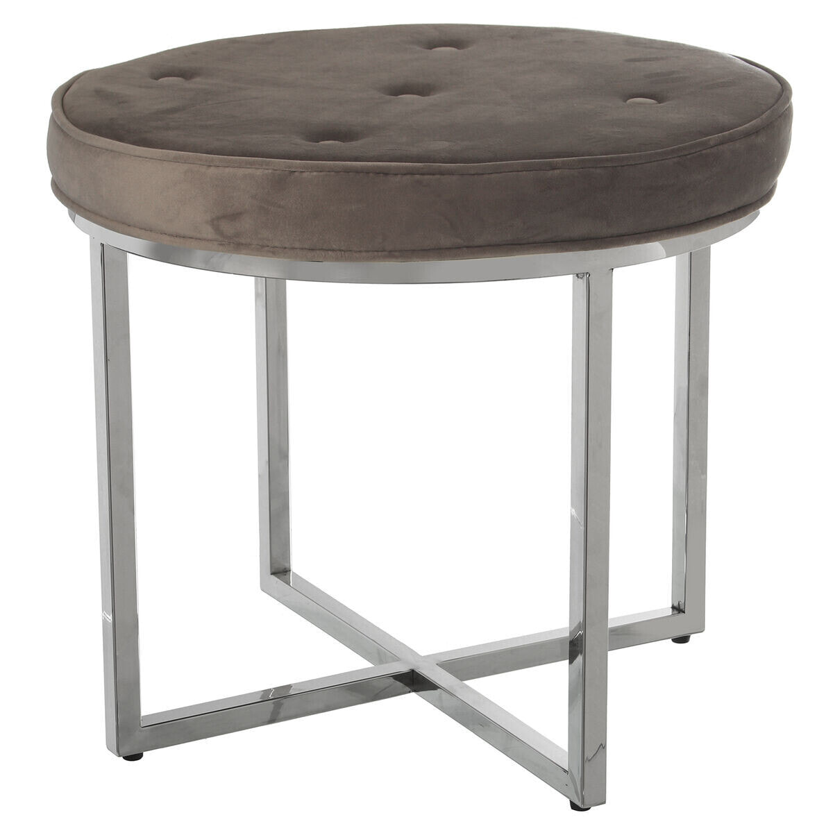 Stool Alexandra House Living Beige Velvet Metal 50 x 46 x 50 cm