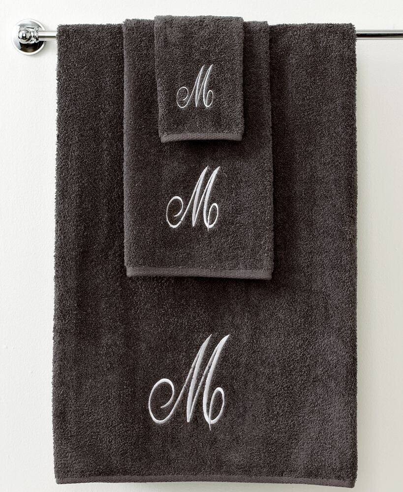 Avanti bath Towels, Monogram Initial Script Granite and Silver 27