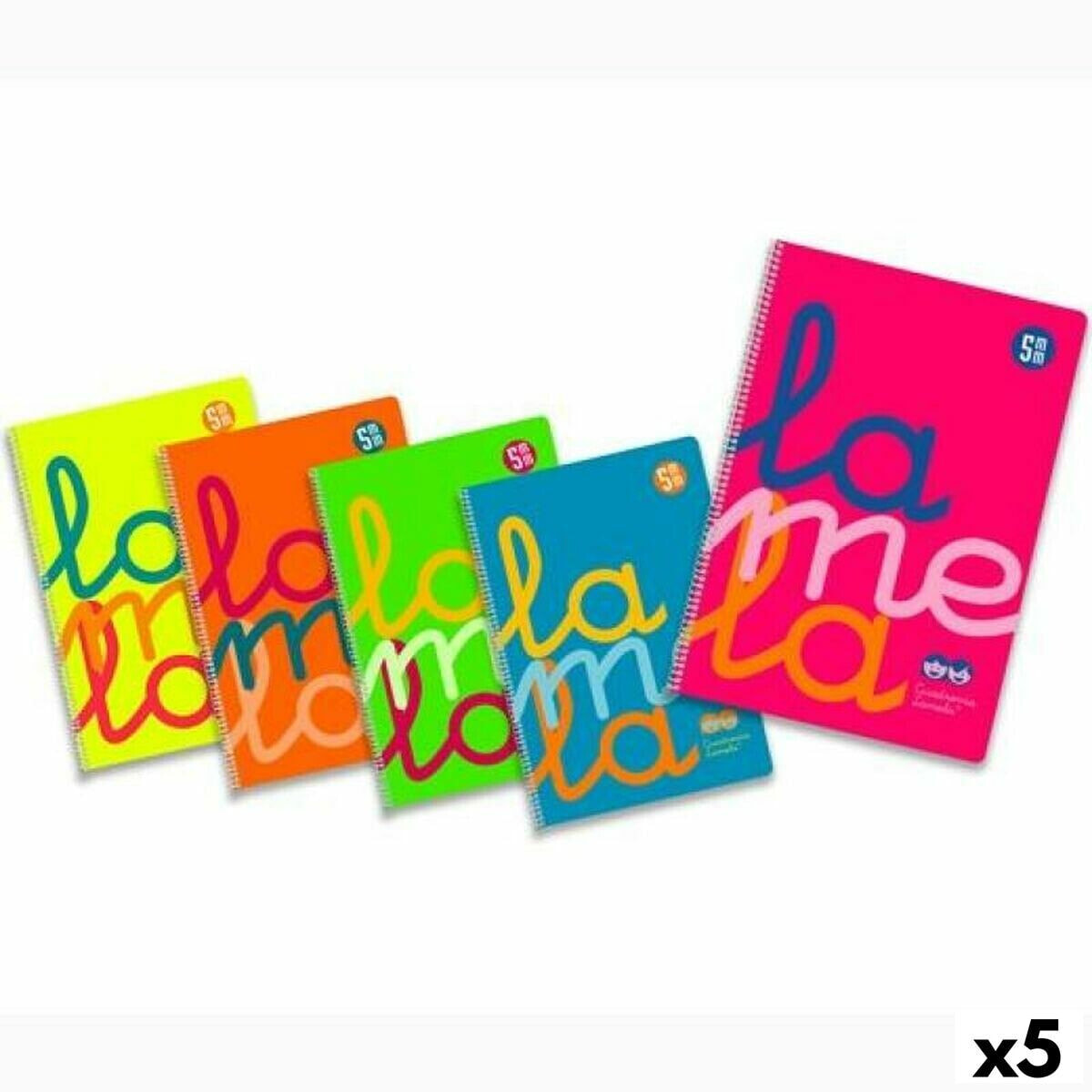 Set of exercise books Lamela Multicolour Quarto 80 Sheets (5 Units)