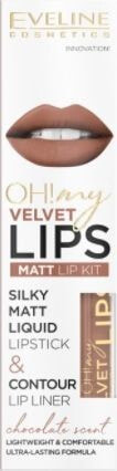 Eveline OH! My Lips Matt LIp Kit  14 Choco Truffle Набор для макияжа губ: матовая помада + карандаш для губ 4,5 мл