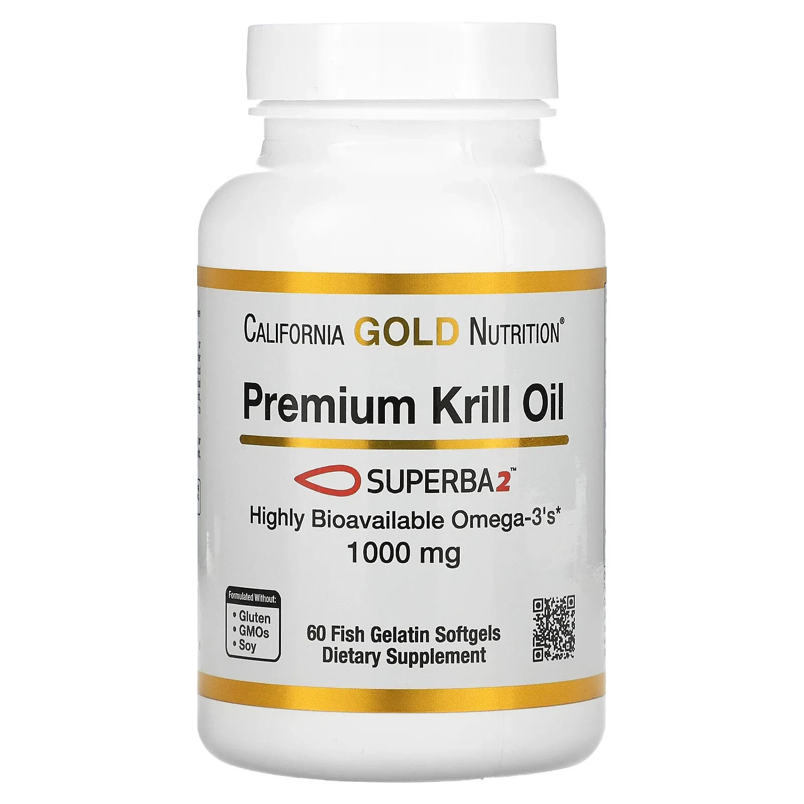Premium Krill Oil with Superba2, 1,000 mg, 60 Fish Gelatin Softgels