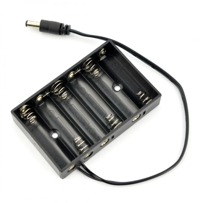 Battery holder for 6x AA (R6) with DC 5,5/2,1mm socket