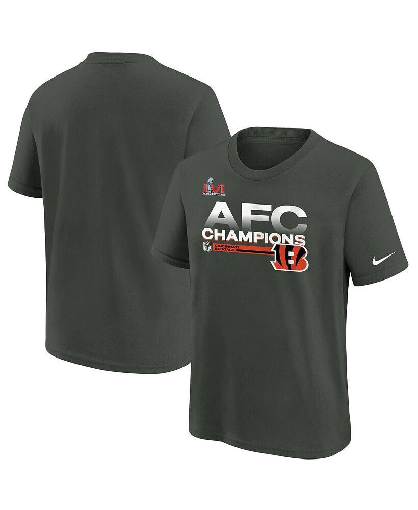 Nike big Boys Anthracite Cincinnati Bengals 2021 AFC Champions Locker Room Trophy Collection T-shirt