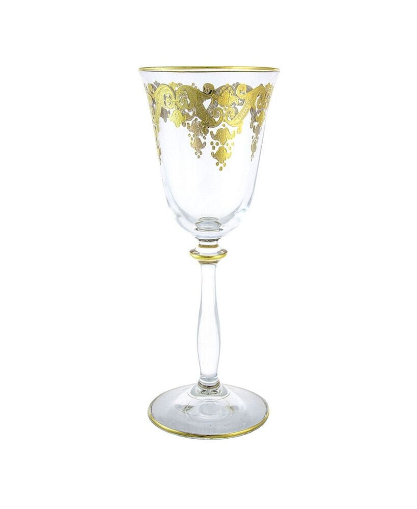 Classic Touch wine Glass with Rich 24K Gold Artwork, Set of 6