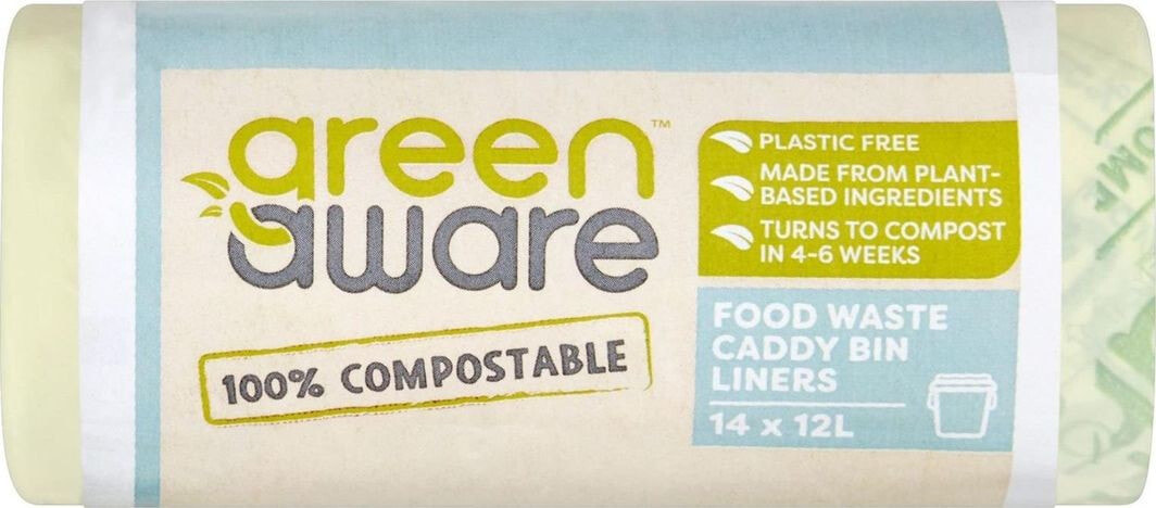 GreenAware GreenAware, Kompostowalne worki na odpady spożywcze 12L, 14 szt.