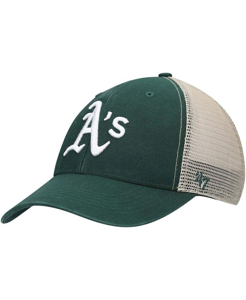 '47 Brand men's Green, Natural Oakland Athletics Flagship Washed MVP Trucker Snapback Hat