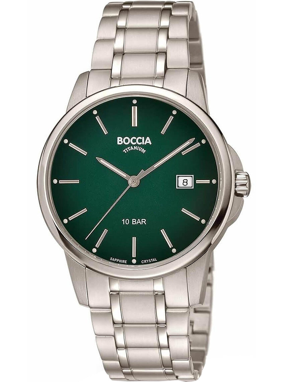 Мужские наручные часы с серебряным браслетом Boccia 3633-05 mens watch titanium 40mm 10ATM