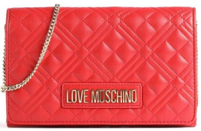 Женская сумка LOVE MOSCHINO через плечо, с характерным логотипом бренда, ремешок на цепочке, внутренний свободный карман для мелких предметов.