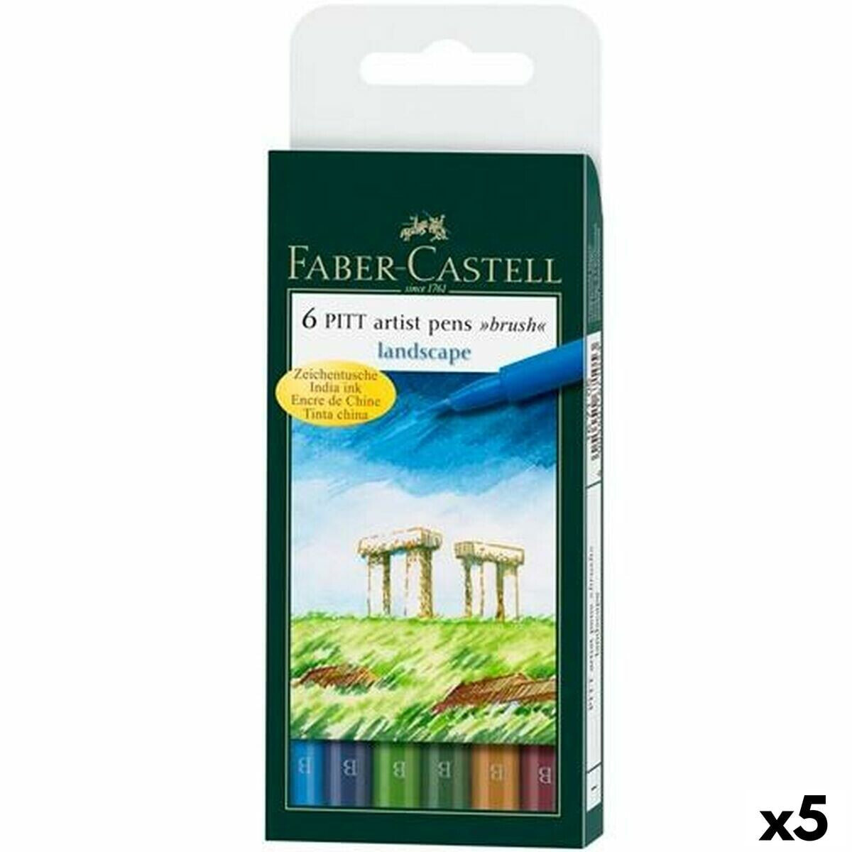 Set of Felt Tip Pens Faber-Castell Pitt Artist Landscape Case (5 Units)