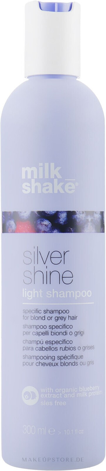 Shampoo für blondes und graues Haar mit Bio-Blaubeerextrakt und Milchproteinen - Milk Shake Silver Shine Light Shampoo