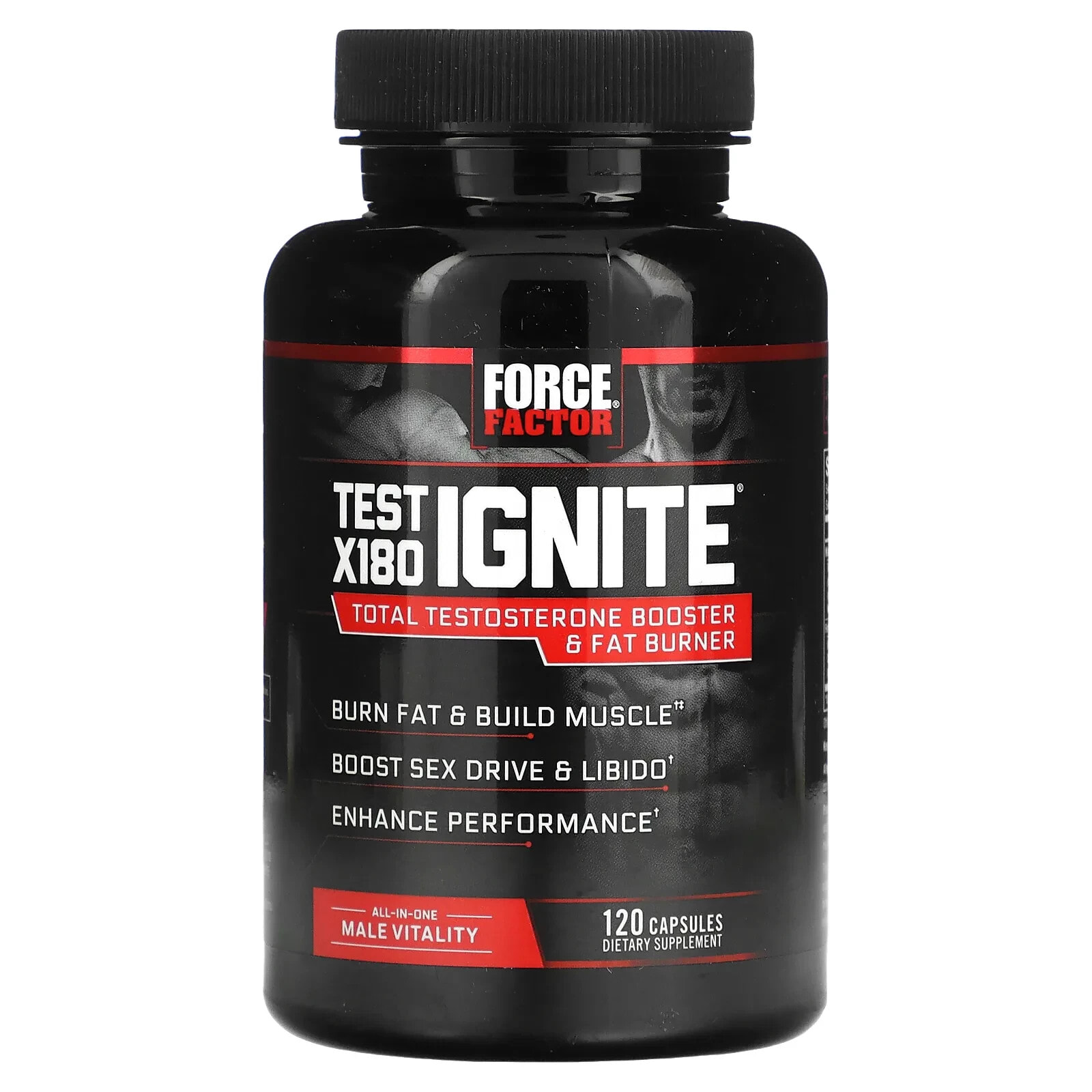 Test X180 Ignite, Free Testosterone Booster & Fat Burner, 60 Capsules