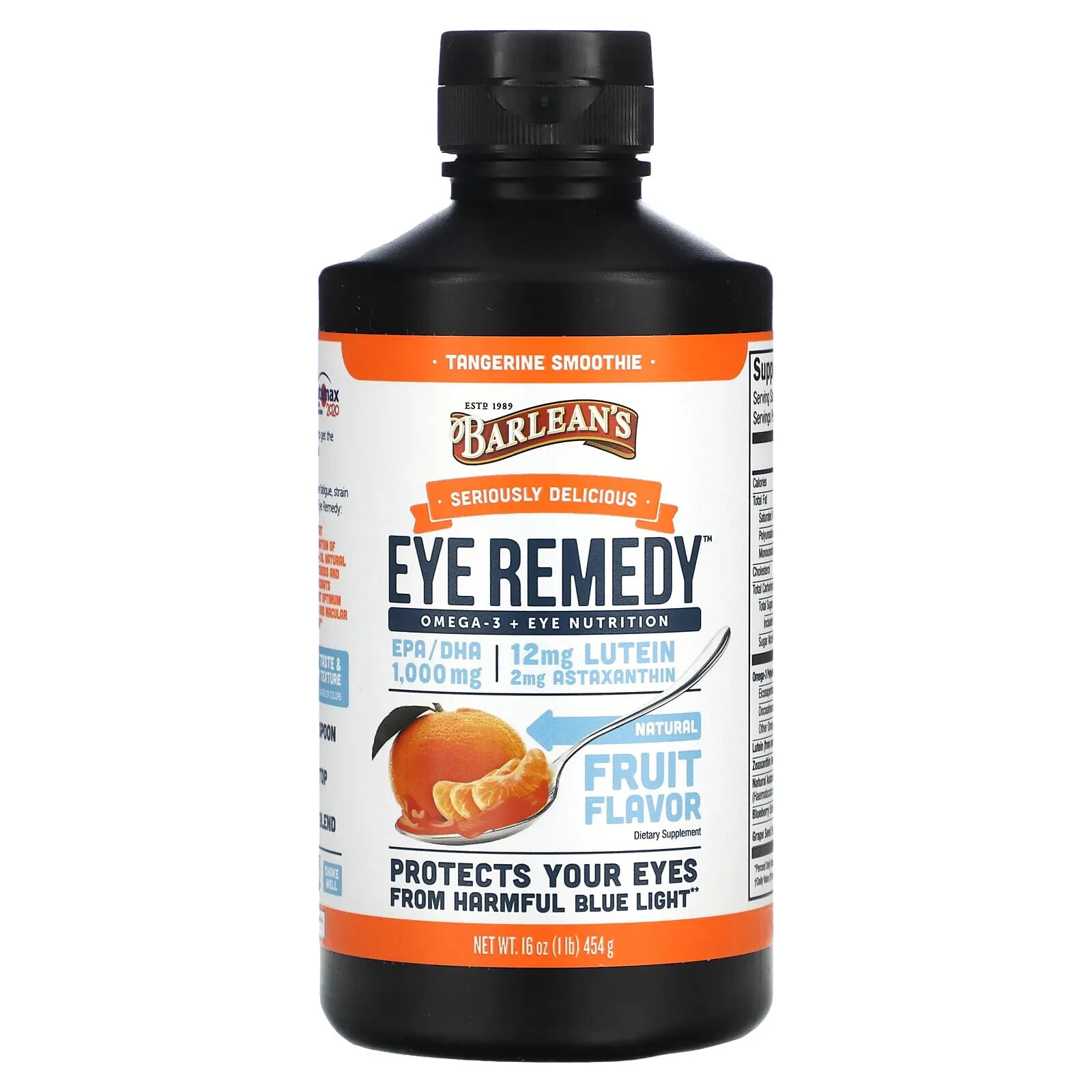 Barlean's, Seriously Delicious, Eye Remedy, Tangerine Smoothie, 16 oz (454 g)