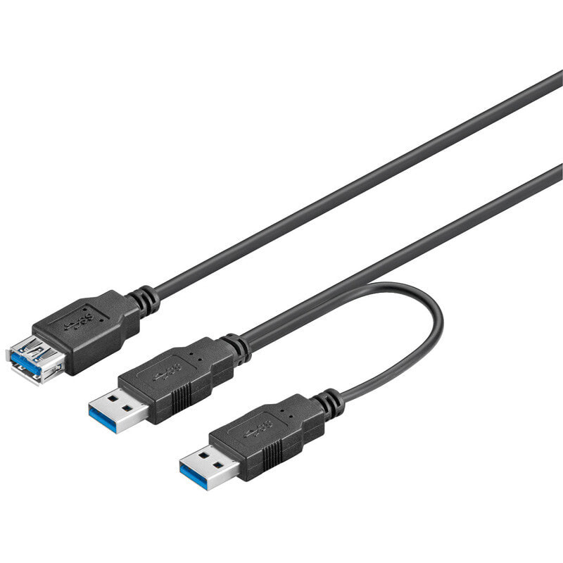 Goobay USB 3.0, 0.3 m USB кабель 0,3 m 3.2 Gen 1 (3.1 Gen 1) USB A 2 x USB A Черный 95749