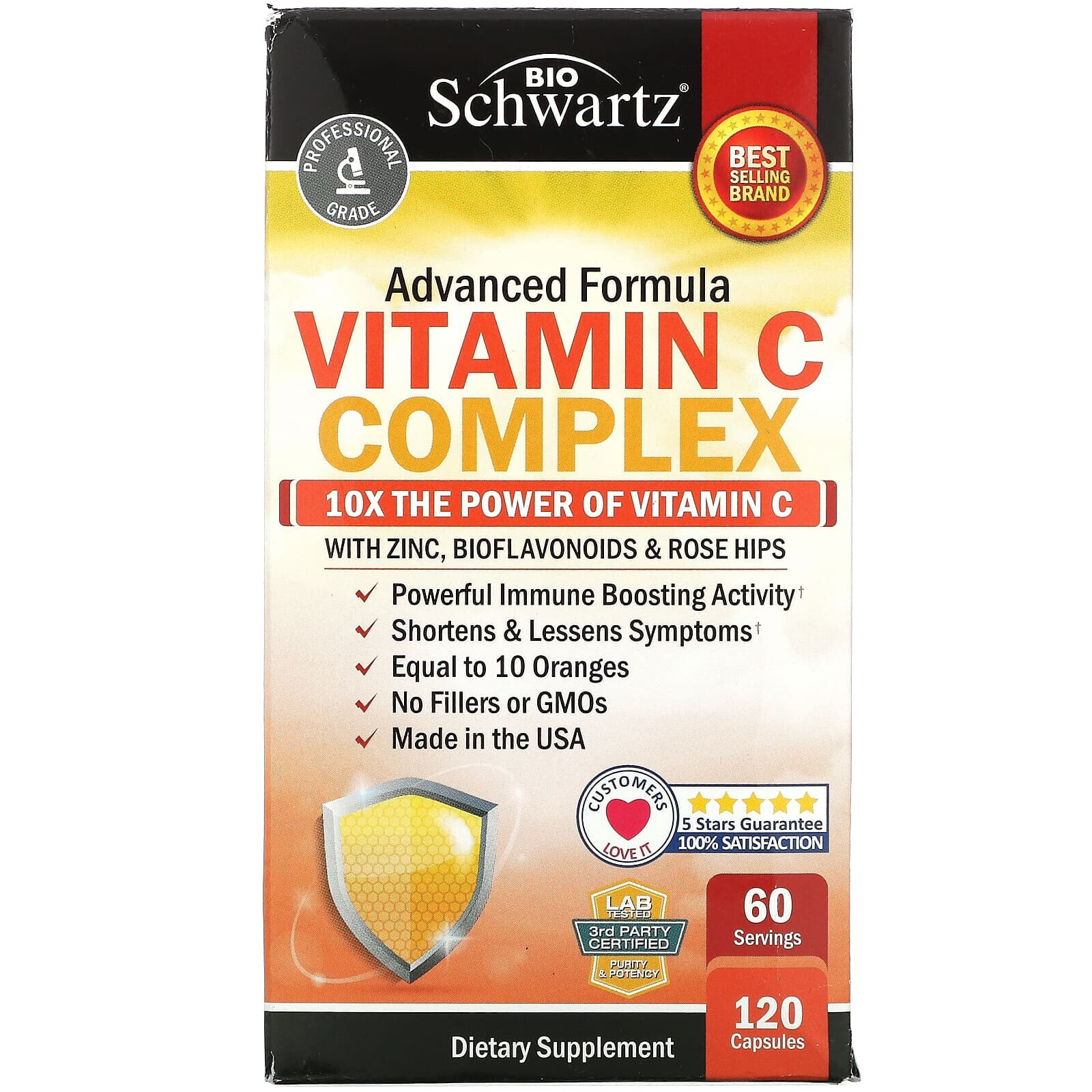 Vitamin C Complex with Zinc, Bioflavonoids & Rose Hips, 120 Capsules