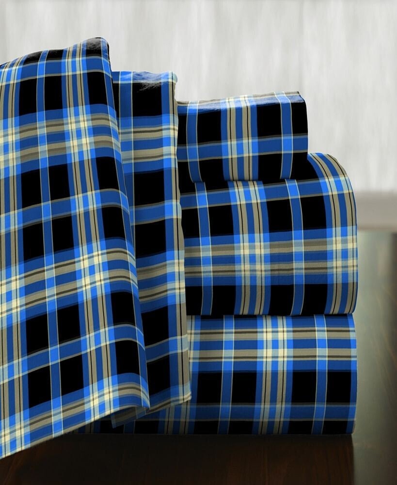 Pointehaven ashby Plaid Superior Weight Cotton Flannel Sheet Set - Twin XL