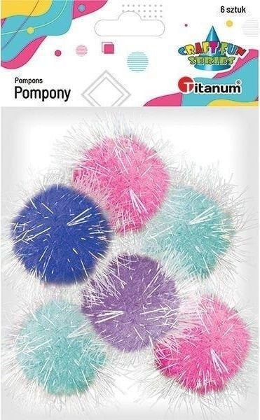 Titanum Pompony poliestrowe 45mm mix 6szt