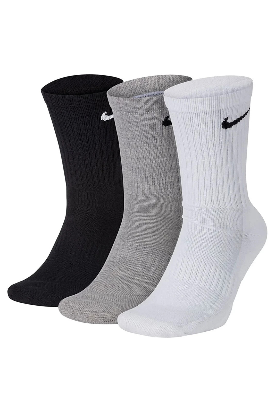 Erkek Siyah Gri Beyaz 3'lü Antrenman Çorabı Sx7664-901