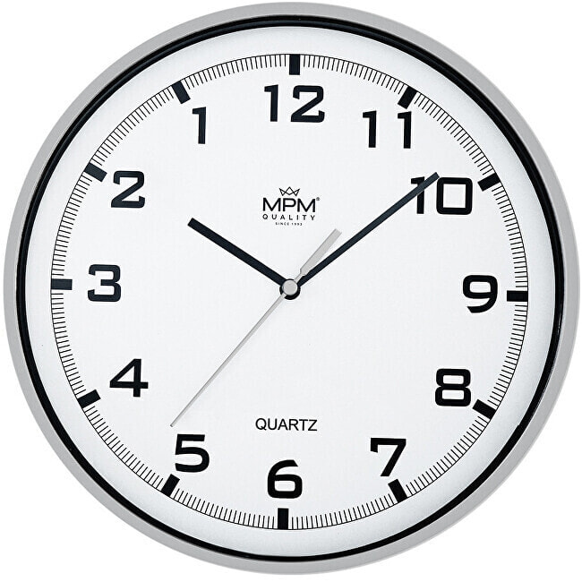 Designové plastové hodiny stříbrné MPM E01.2478.70.A ZPĚTNÝ CHOD
