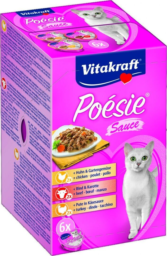 Vitakraft VITAKRAFT KOT 85gx6 tacka POESIE SOS MULTIPACK 2xkura, 2xwołowina, 2xindyk+ miska