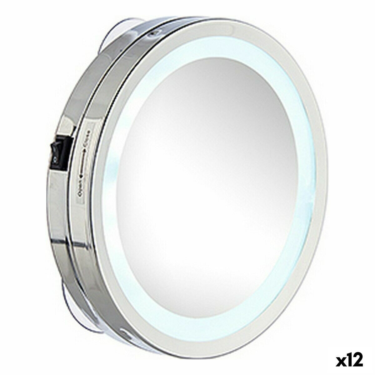 Magnifying Mirror LED Light Silver 16,5 x 4 x 16,5 cm (12 Units)