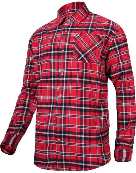 Lahti Pro Plaid Red and Navy Cotton Flannel Shirt, Size M (L4180302)