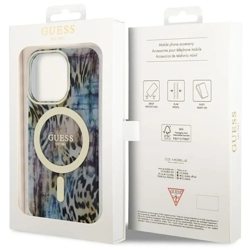 GUESS Guhmp14Lhleopwb iPhone 14 Pro 6.1 Niebieski Leopard phone case