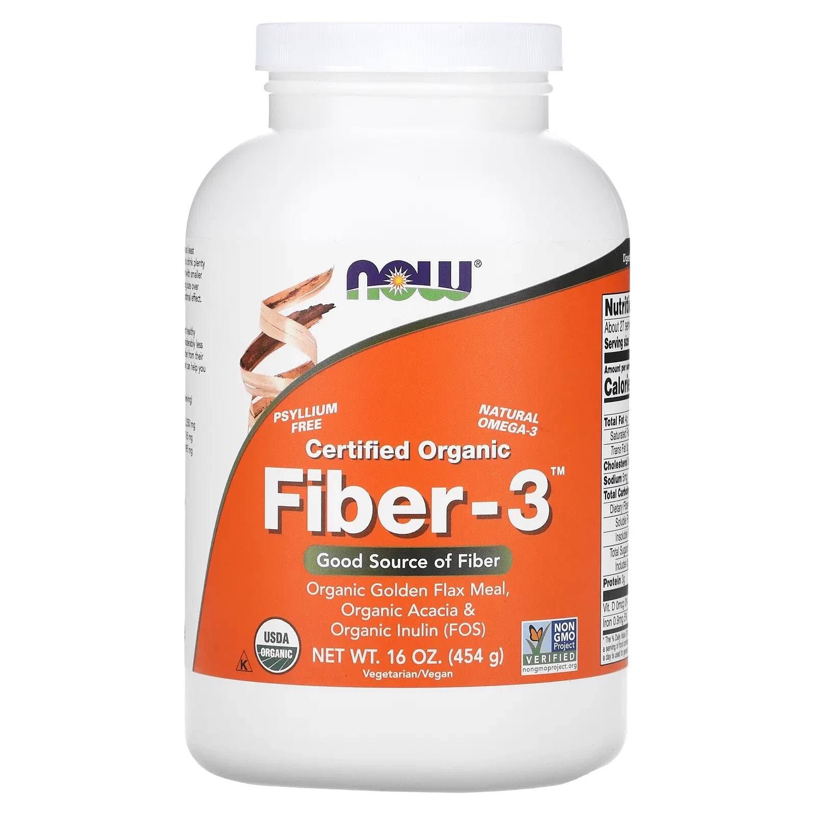Клетчатка NOW Certified Organic Fiber-3™ -- 16 oz