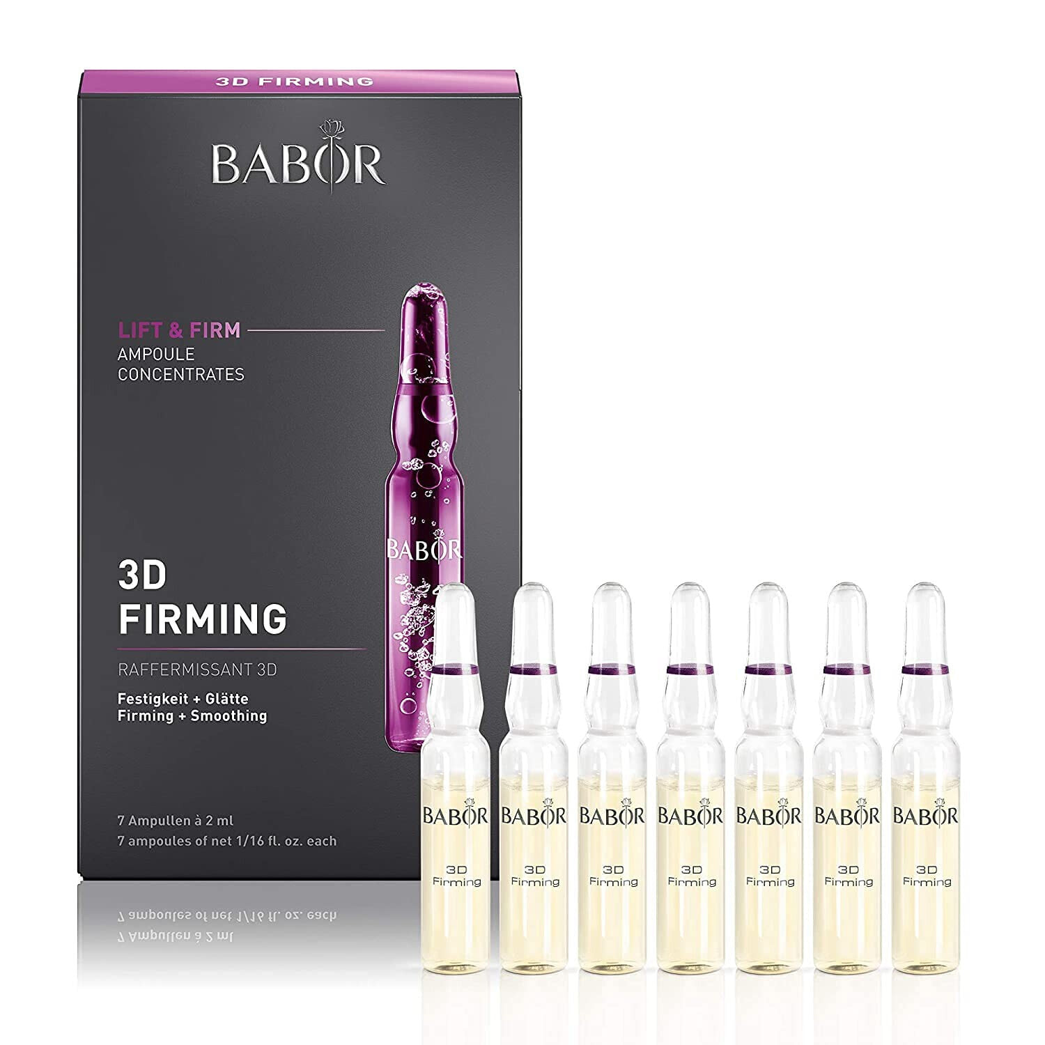 BABOR 3D Firming, Anti-Aging Serum Ampullen für das Gesicht, Mit Hyaluronsäure für mehr Festigkeit, Vegane Formel, Ampoule Concentrates, 7 x 2 ml
