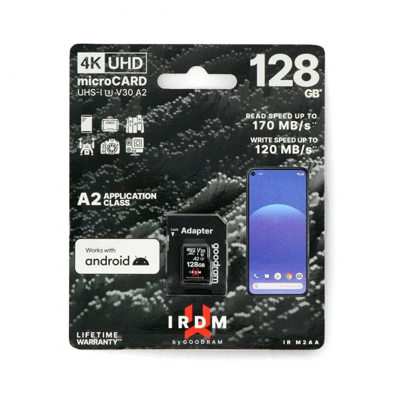 Memory card Goodram IR-M2AA microSD 128GB 170MB/s UHS-I class U3 with adapter