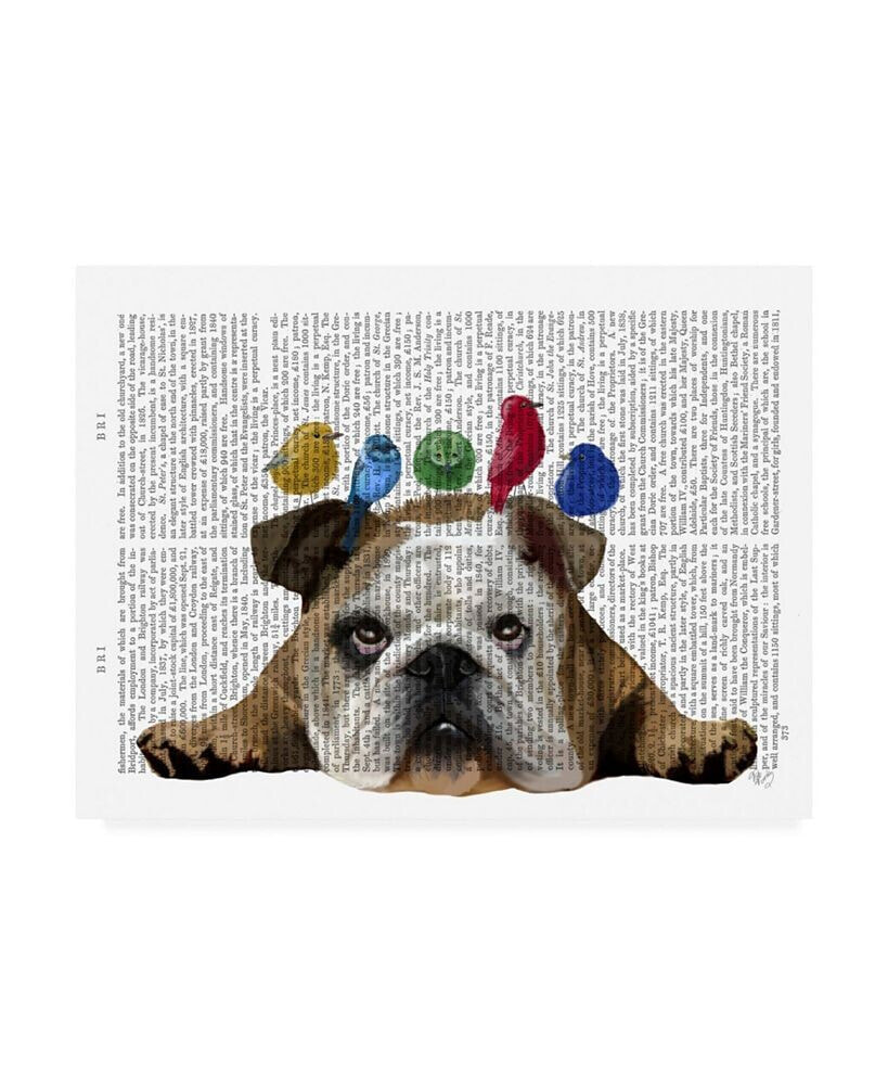 Trademark Global fab Funky English Bulldog and Birds Canvas Art - 15.5