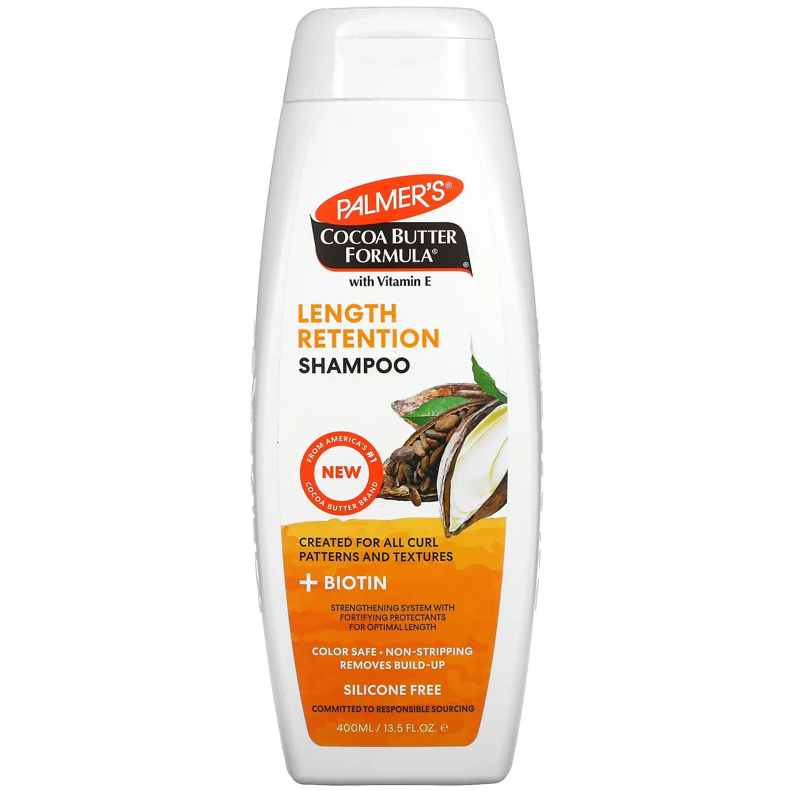 Palmers Length Retention Shampoo Шампунь с какао маслом и витамином Е для длинных кудрявых волос 400 мл
