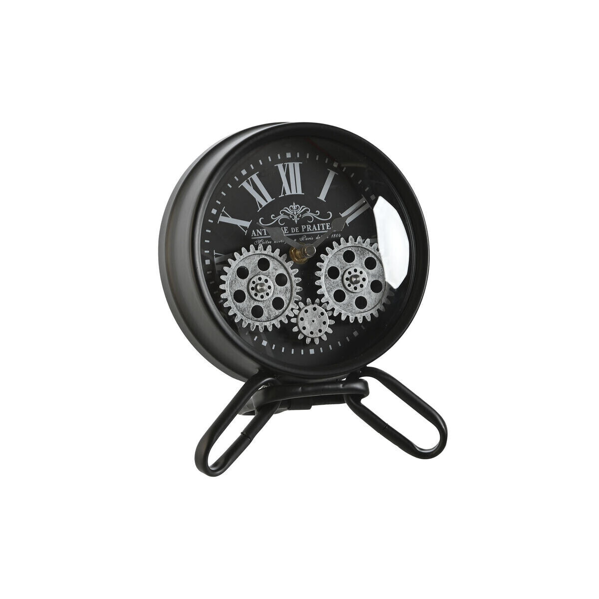 Настольные часы Home ESPRIT Чёрный Серебристый Металл Стеклянный 16,5 x 11 x 21 cm