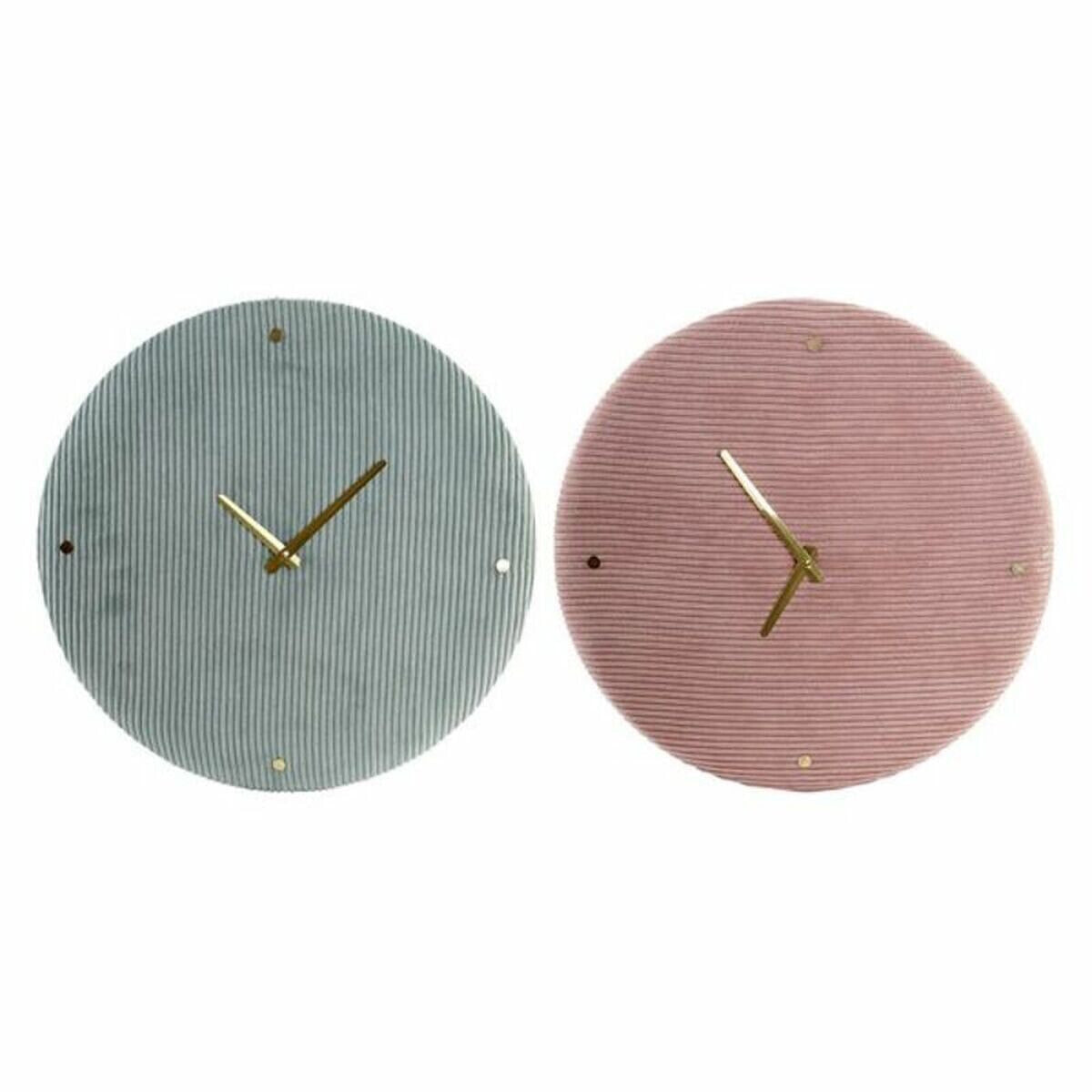 Настенное часы DKD Home Decor Зеленый Розовый 40,5 x 5,5 x 40,5 cm (2 штук)