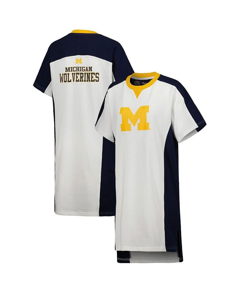 G-III 4Her by Carl Banks women's White Michigan Wolverines Home Run T-shirt Dress