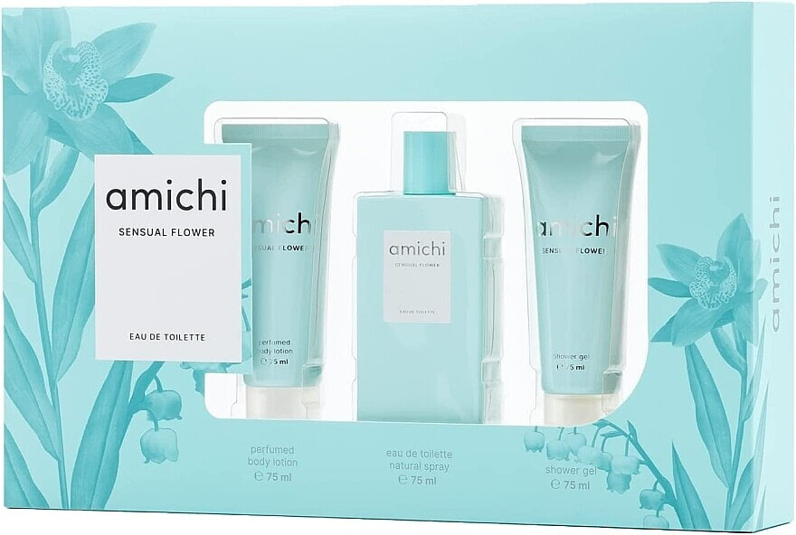 Amichi Sensual Flower - Duftset (Eau de Toilette 75ml + Körperlotion 75ml + Duschgel 75ml)