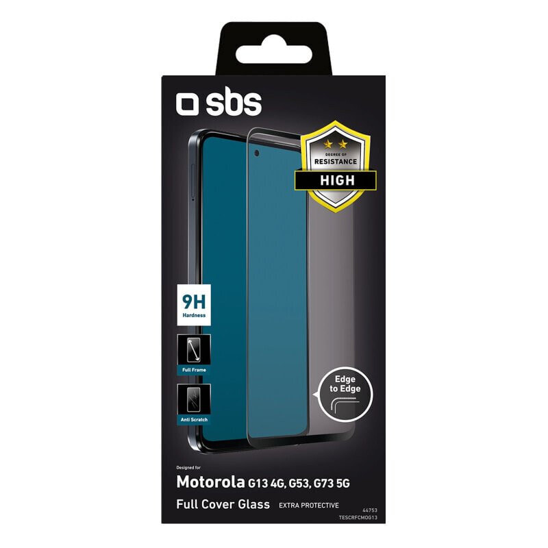 SBS Glas Displayschutz Full Cover für Motorola G13 4G/G53/G73 5G