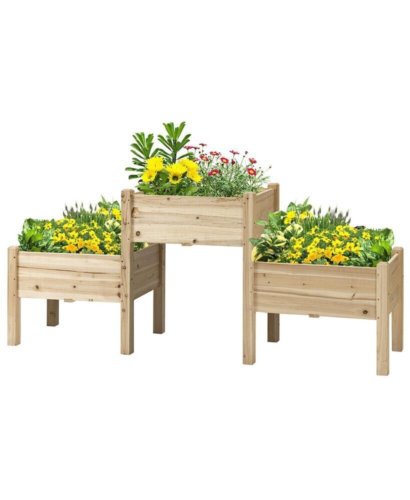 Outsunny 4 Tier Raised Garden Bed Freestanding Planter Box for Vegetables Herbs