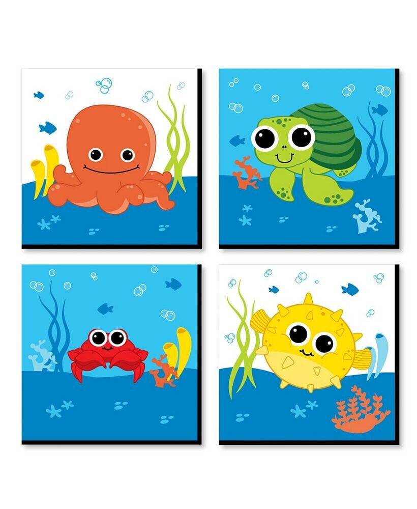 Under the Sea Critters - Home Decor - 11 x 11 inches Wall Art - Set of 4 Prints