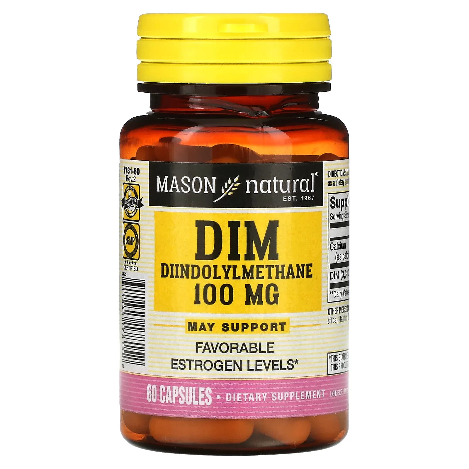 Масон Натурал, DIM, дииндолилметан, 100 мг, 60 капсул